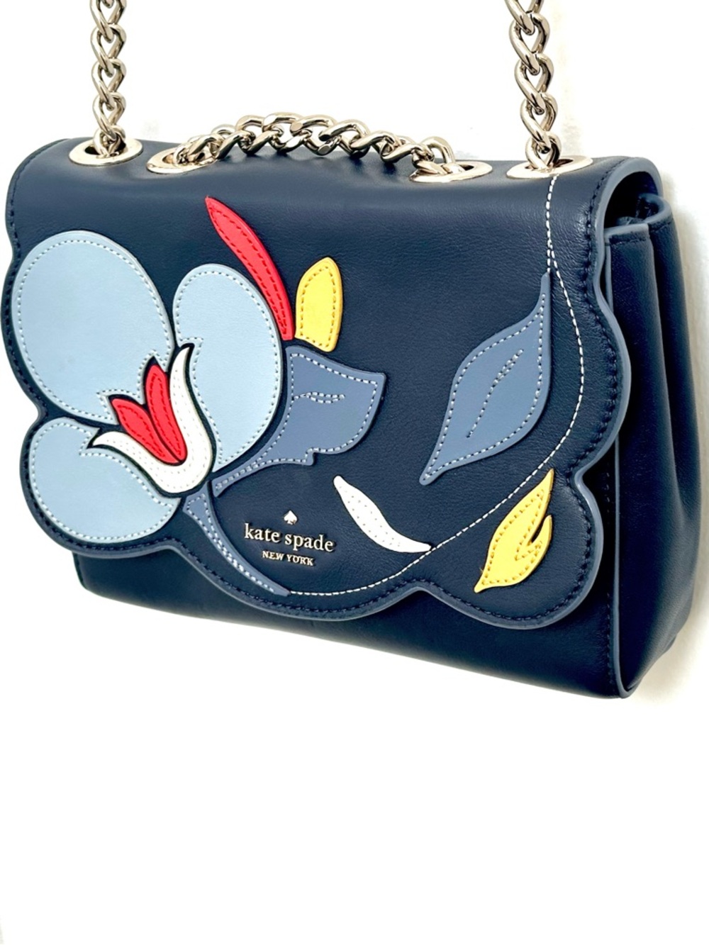 Kate Spade New York Briar Lane Floral Mini Emelyn Crossbody Bag in Navy Blue - Picture 7 of 9